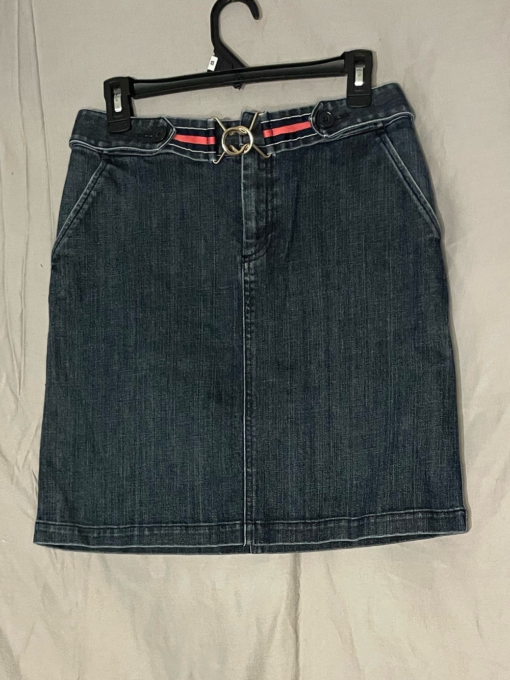 Talbots Vintage Dark Blue Denim Mini Skirt with Decorative Belt